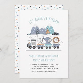 Süße Tier Train Geburtstagsparty Einladung