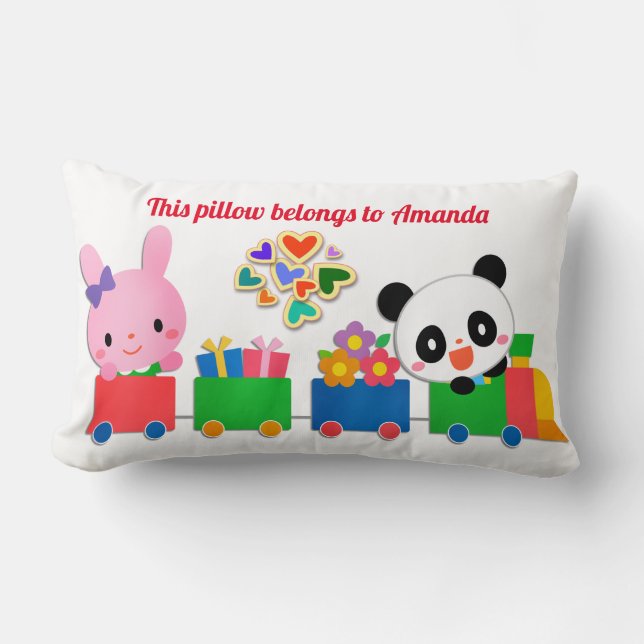 Süße Tier Train Lendenkissen (Vorderseite)