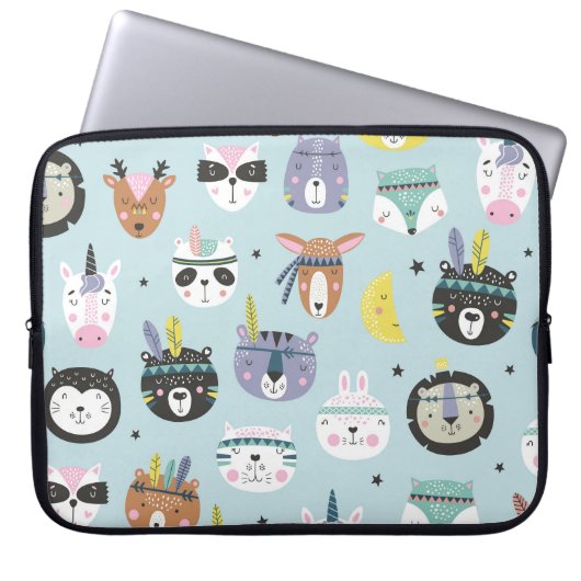 Süße Tier Tribal: Boho Pattern Laptopschutzhülle (Vorderseite)