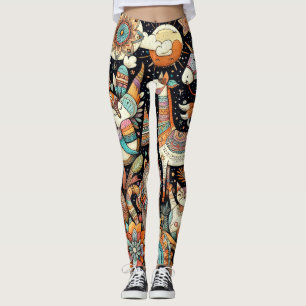 süße Tier und Blumendoodell Leggings