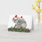Süße Tier Watercolor Familie Weihnachten Koala Karte (Gelbe Blume)