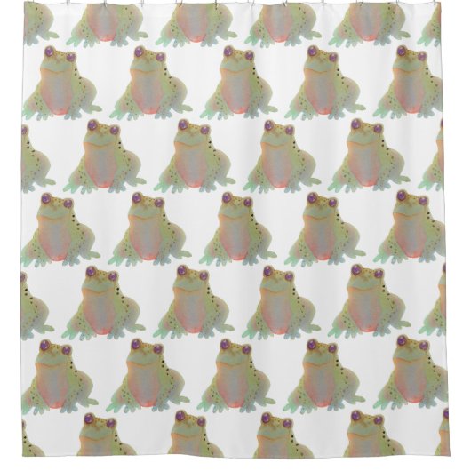 Süße Tier Watercolor Green Frosch Duschvorhang (Vorderseite)