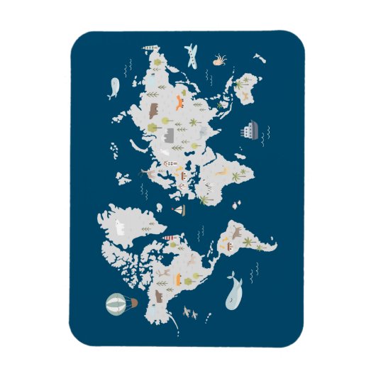 Süße Tier World Map Magnet (Vertikal)