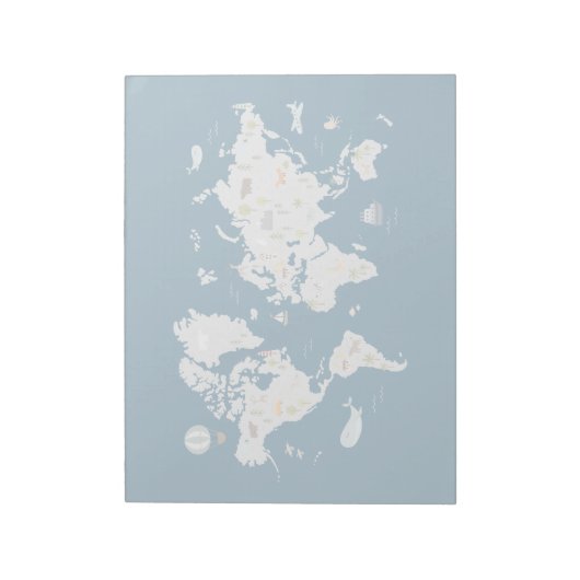 Süße Tier World Map Notizblock (Rotiert)