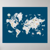 Süße Tier World Map Poster (Vorne)