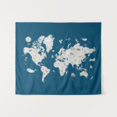 Süße Tier World Map Wandteppich (Vorderseite (Horizontal))