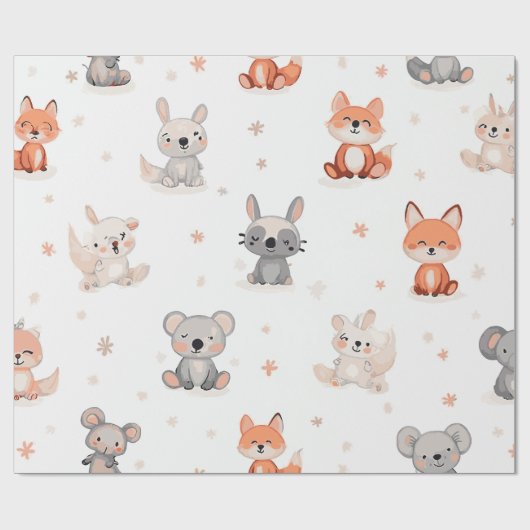 Süße Tier Wrapping Paper Geschenkpapier (Flach)