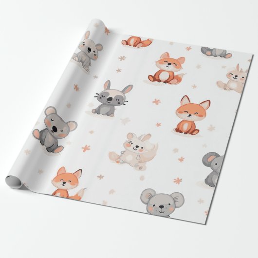 Süße Tier Wrapping Paper Geschenkpapier (Ungerollt)
