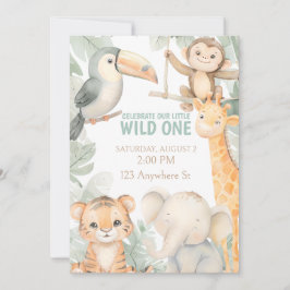 Süße Tier Zoo 1. Geburtstag Einladung