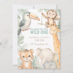 Süße Tier Zoo 1. Geburtstag Einladung