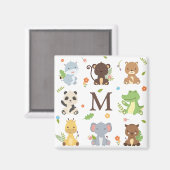 Süße Tier Zoo Wildlife Kids Initial Magnet (Vorderseite/Rückseite)