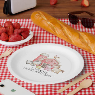 Süße Tier zum Geburtstag eines landwirtschaftliche Pappteller