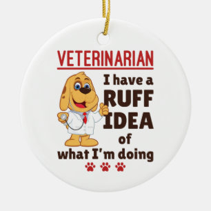 Süße Tierärztin Tierarzt Dogtor Ruff Idee Keramik Ornament
