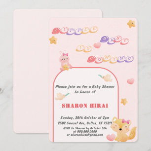Süße Tiere Baby Shower Einladung - Rosa