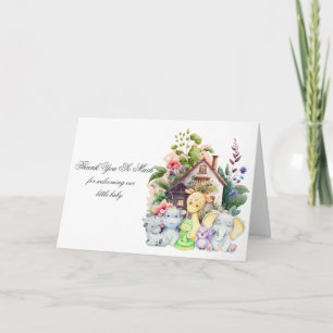 Süße Tiere Baby Shower gefaltete Dankeskarten Dankeskarte