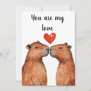süße Tiere Capybaras mit Herzen bemalt  Feiertagskarte