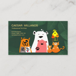 Süße Tiere, die in Garten-HaustierSitter spielen Visitenkarte