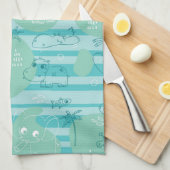 Süße Tiere, die mit Wasser 1 spielen Geschirrtuch (Viertel Falte)