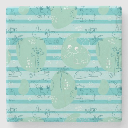 Süße Tiere, die mit Wasser 1 spielen Steinuntersetzer (Vorderseite)