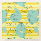 Süße Tiere, die mit Wasser 2 spielen Glasuntersetzer (Vorderseite)