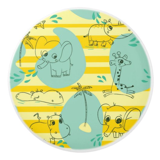 Süße Tiere, die mit Wasser 2 spielen Keramikknauf (Vorderseite)