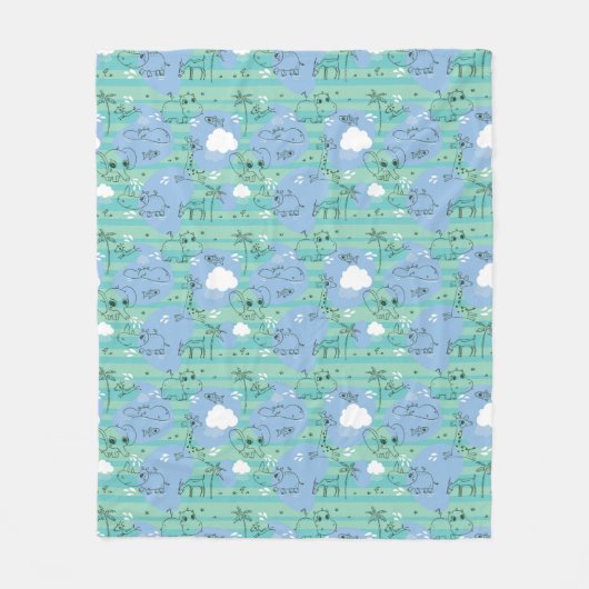 Süße Tiere, die mit Wasser 3 spielen Fleecedecke (Vorderseite)