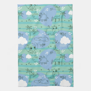 Süße Tiere, die mit Wasser 3 spielen Küchentuch