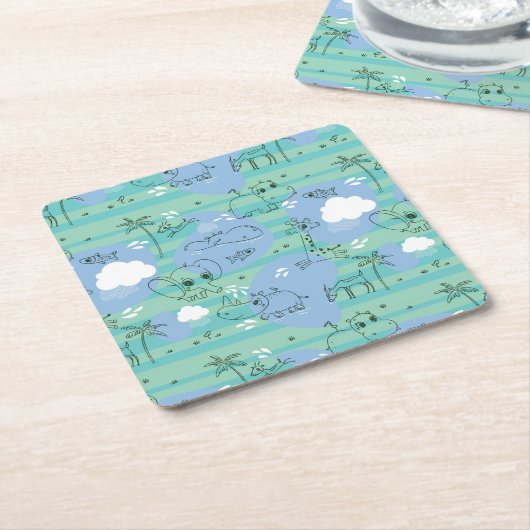 Süße Tiere, die mit Wasser 3 spielen Rechteckiger Pappuntersetzer (angewinkelt)