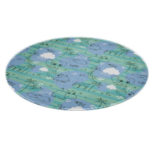 Süße Tiere, die mit Wasser 3 spielen Schneidebrett (Ecke)