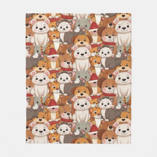 Süße Tiere Fleecedecke (Vorderseite)