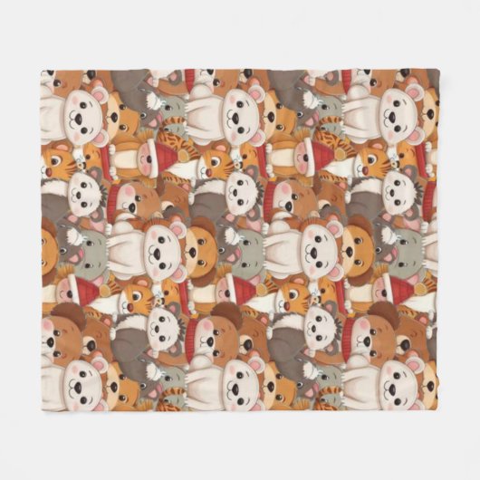 Süße Tiere Fleecedecke (Vorderseite (Horizontal))