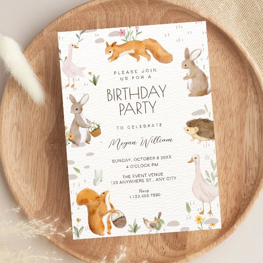 Süße Tiere Geburtstag Einladung