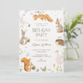 Süße Tiere Geburtstag Einladung (Stehend Vorderseite)
