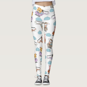 Süße Tiere im Hubschraubermuster Leggings