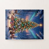 Süße Tiere im Wald mit Baum Puzzle (Horizontal)