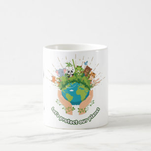 Süße Tiere Lasst uns unseren Planeten schützen Tag Kaffeetasse