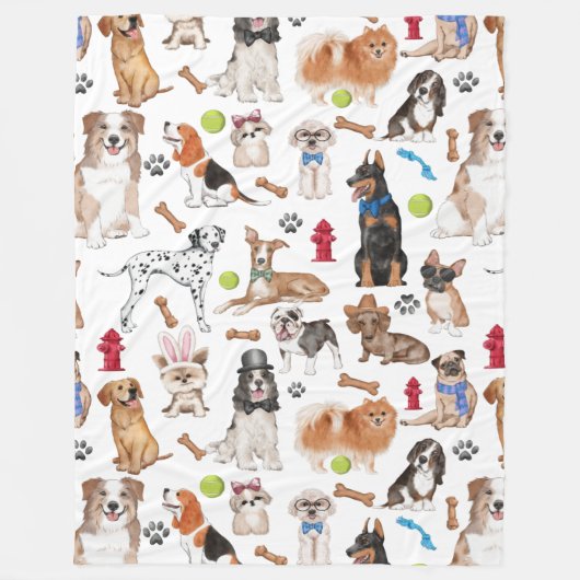 Süße Tiere Muster Fleecedecke (Vorderseite)