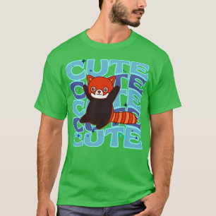 Süße Tiere Niedlicher Roter Panda Blau Farbe T-Shirt