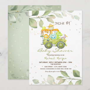 Süße Tiere Truck Drive By Baby Shower Einladung