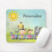 Süße Tiere u. Mädchen auf Zug Mousepad (Mit Mouse)