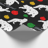 Süße Tiere und Verzierungen auf schwarzem Geschenkpapier (Ecke)