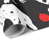 Süße Tiere und Verzierungen auf schwarzem Geschenkpapier (Rolleneckpunkt)