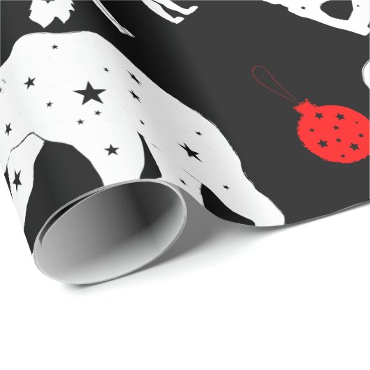 Süße Tiere und Verzierungen auf schwarzem Geschenkpapier (Rolleneckpunkt)