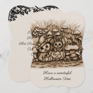 Süße Tiere warten auf Halloween Save The Date