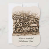 Süße Tiere warten auf Halloween Save The Date (Vorderseite)