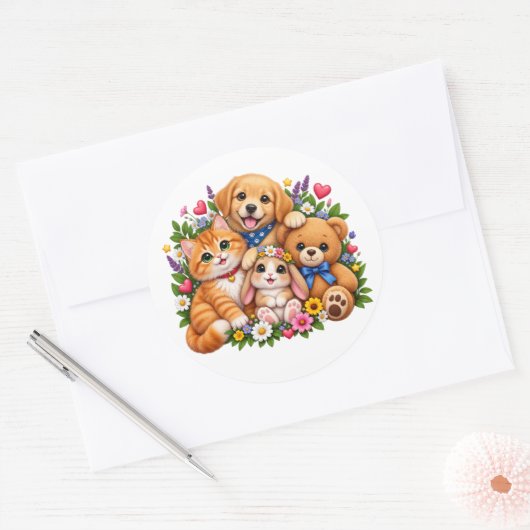 Süße Tierfreunde Aufkleber (Umschlag)