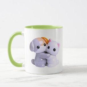 Süße Tierfreunde Liebevoller Umarmung Kawaii Tasse