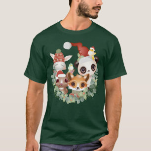 süße tierische Freunde feiern Weihnachten lustig T-Shirt