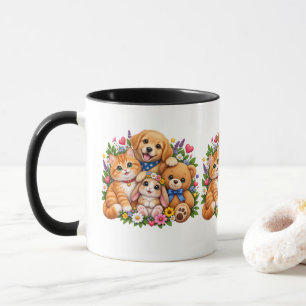 Süße tierische Freunde Katze Hund Hase Bär Whimsic Tasse