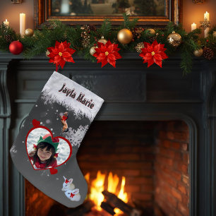 Süße Tierliebhaber Mädchen Weihnachtswunsch 2-Foto Kleiner Weihnachtsstrumpf